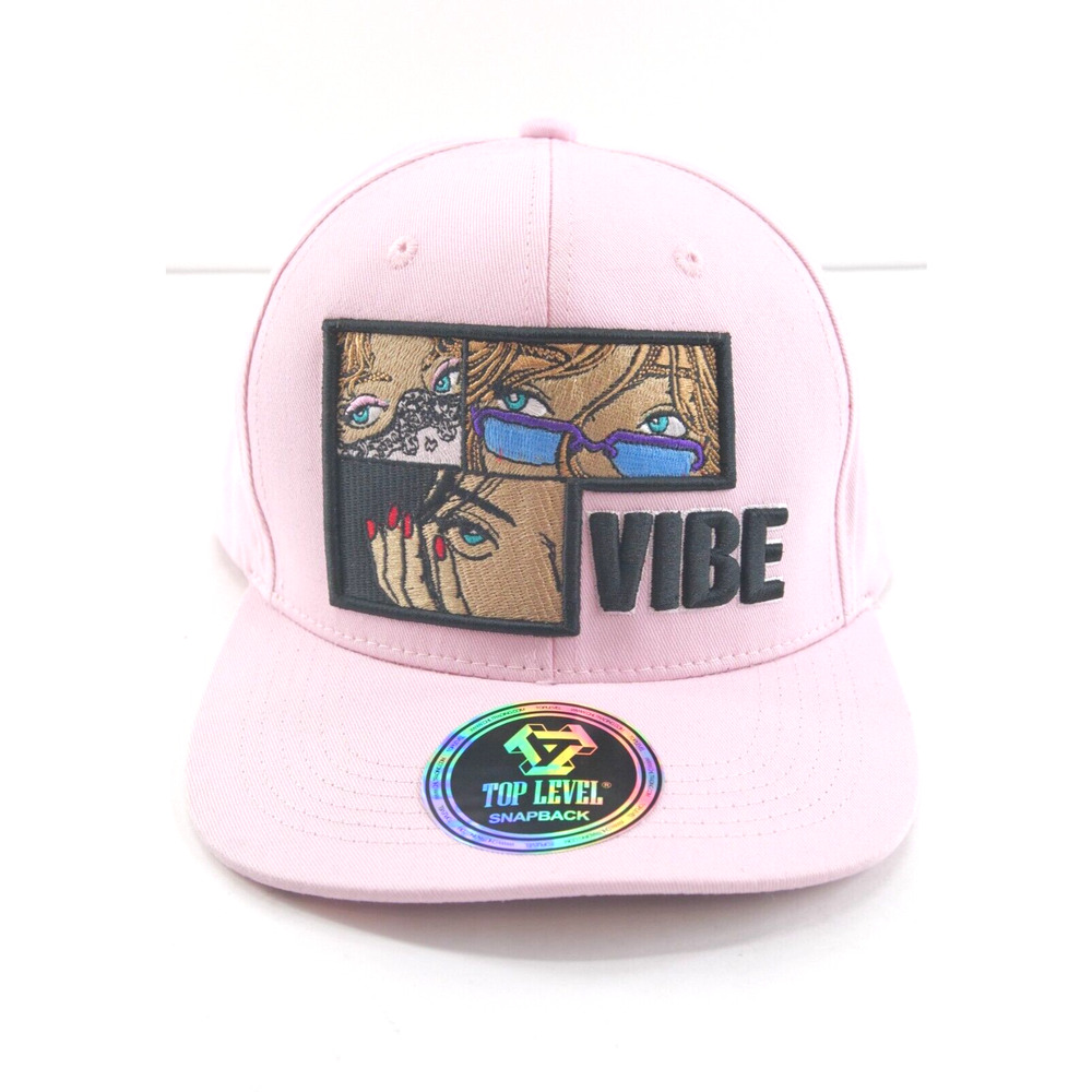 Top Level anime style Embroidery Snapback Cap Pink style animation‎ Good Vibe